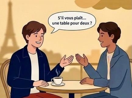 Speaking confidently in French at a Paris cafe